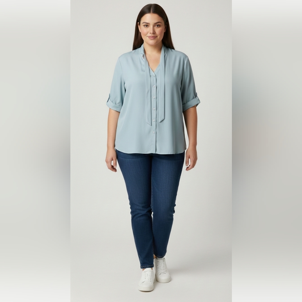 NWT Liumilac Dressy Top Button Up Silk Feel - XL
